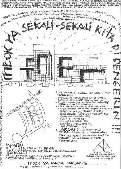 Pengumuman Open House Rumah Tinggal di Jalan Garuda, Bintaro karya Mandy, 11 Juli 1999