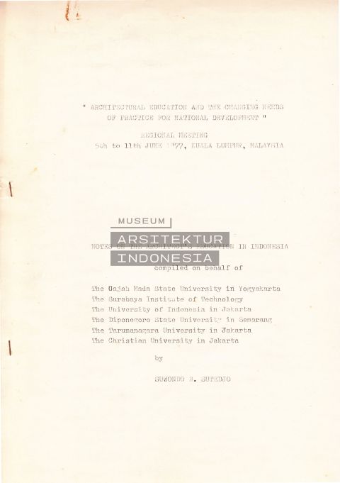 Architectural Education and the Changing Needs of Practice For National Development