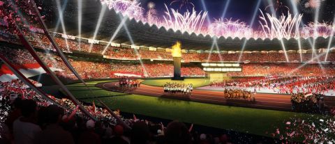 Ilustrasi 3D Rancangan Stadion Utama Gelora Bung Karno