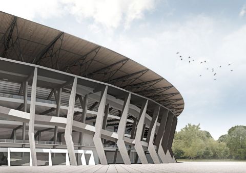 Ilustrasi 3D Rancangan Stadion Utama Gelora Bung Karno