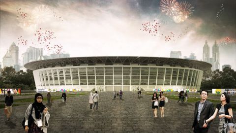 Ilustrasi 3D Rancangan Stadion Utama Gelora Bung Karno