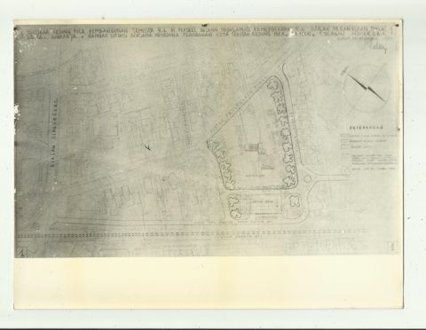 Rentjana Gedung Pola Pembangunan Semesta R.I. di Perseel Gedung Proklamasi Kemerdekaan R.I. Djalan Pegangsaan Timur no.56 Djakarta Skala 1:500