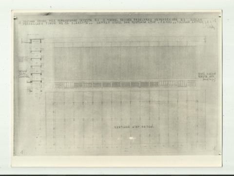 Rentjana Gedung Pola Pembangunan Semesta R.I. di Perseel Gedung Proklamasi Kemerdekaan R.I. Djalan Pegangsaan Timur no.56 Djakarta Skala 1:500