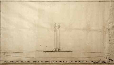 Idee Pendahuluan ke-2 Tiang Perhiasan Bundaran Djalan Thamrin. Djakarta.