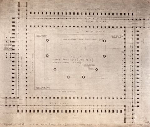 #06 Mesdjid Istiqlal. Gambar denah lantai ke-3 (atau ke-4) gedung induk [skala] 1A100
