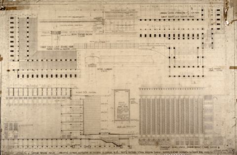 #09 Mesdjid Istiqlal. Gambar Gedung Induk, Landjutan Gambar Arsitektur Jg Tertera di Gambar 4, Party Entrée Utara Bersama Tangga, Sistem Plafond Emper2 + Balkon2 dsb, [skala] 1A100. [skala] 1A20. [skala] 1A10. [skala] 1A1.