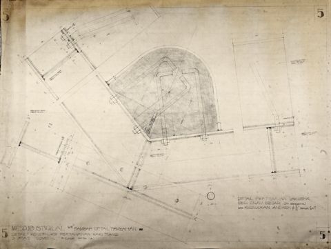 #05 Mesdjid Istiqlal. Gambar detail tambahan. detail2 konstruksi pertahanan kaki tiang di atas dome.