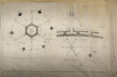 #1 Mesdjid Istiqlal. Gambar Detail Tambahan. Detail2 Konstruksi Kaki Tiang Bintang Bulan di Atas Dome.