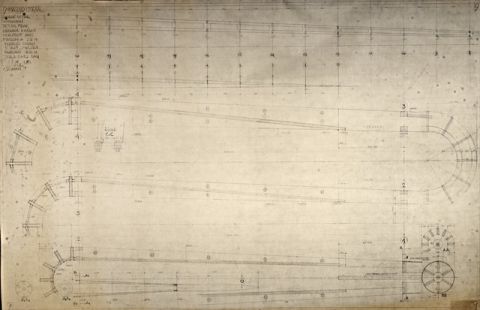 #9 Masdjid Istiqlal. Gambar Detail Tambahan Detail Peak Menara Bagian Kerutjut Jang Tingginja 20 m. Terbagi Dalam 5 Unit. Masing2 Pandjang 4.00 m. Skala 1A10 dan 1A1.