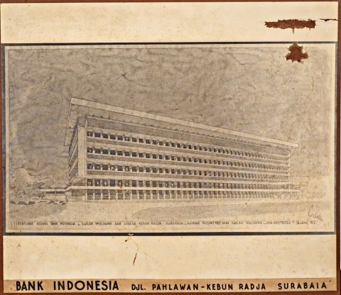 Rentjana Gedung Bank Indonesia. Djalan Pahlawan dan Djalan Kebun Radja. Surabaia. (gambar 11)